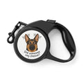 Retractable dog leash with a 'Did someone say cheese?' German Shepherd design