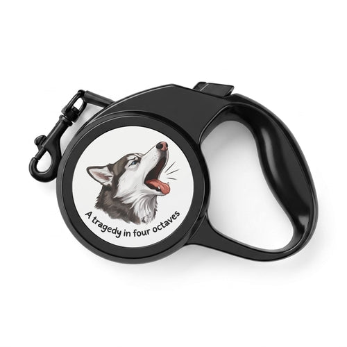 Retractable dog leash with a singing Husky design