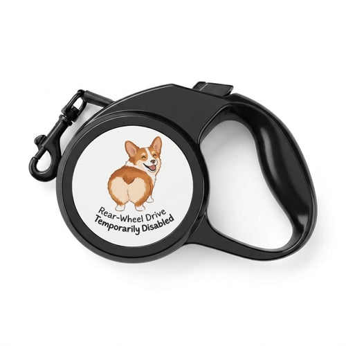 Retractable dog leash with a funny Corgi design
