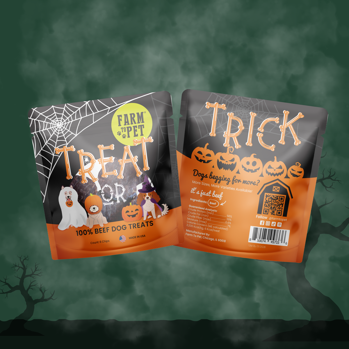 Beef snack pack Halloween dog treats