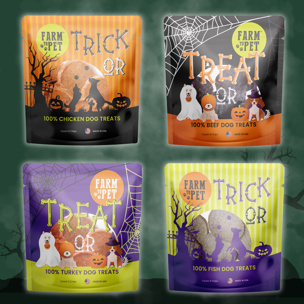 Farm to Pet Halloween dog treat snack pack bundle