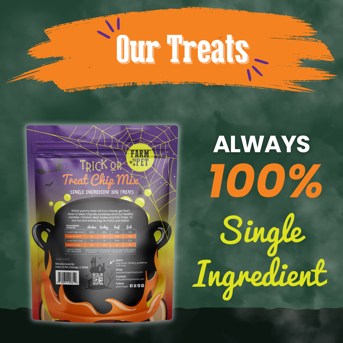 Back of Trick or Treat Chip Mix treat bag – view 2