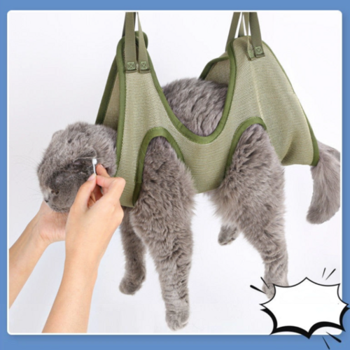 Cat grooming restraint bag with hammock – view 2