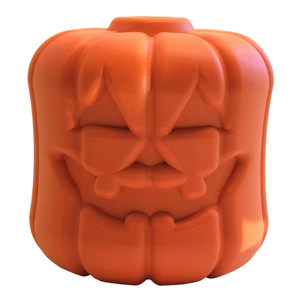 Orange Jack O' Lantern Halloween treat dispenser dog toy