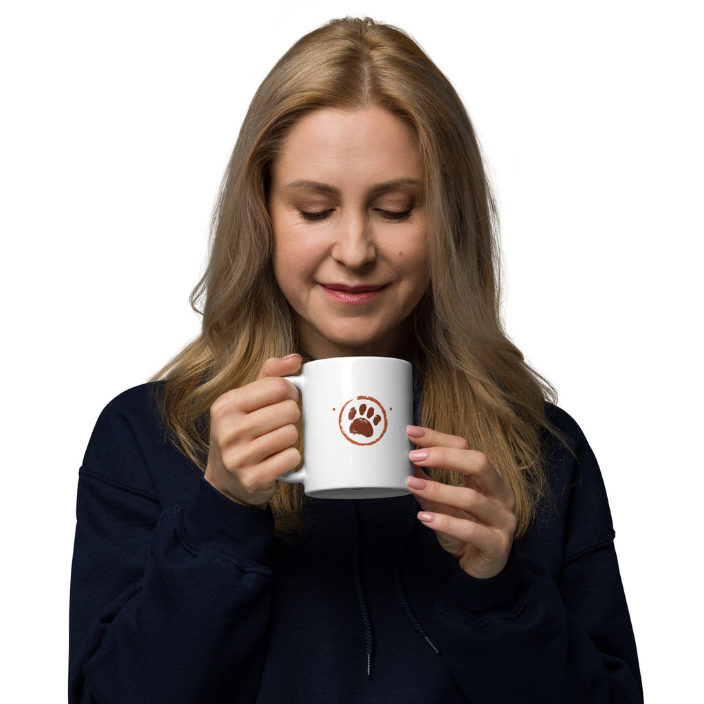 Dog Mom paw print mug – side view